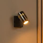 Wandspot Upton, Ø 6 cm, zwart/rookgrijs, metaal/glas