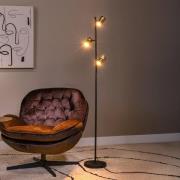 Vloerlamp Upton, hoogte 154 cm, zwart/rookgrijs, 3-lamps.