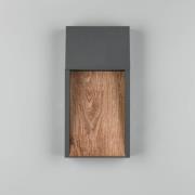 LED buiten wandlamp SALMON, houtlook, metaal Hoogte 33 cm IP44
