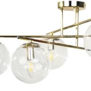 Plafondlamp Zoe, goudkleurig, lengte 72 cm, 6-lamps, glas