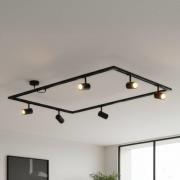 Lindby railsystem Linaro, GU10, 6-lamps, zwart, O-vorm