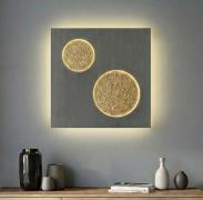 Lucande LED wandlamp Delin, grijs/goud, 55 x 55 cm, dimbaar