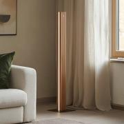 Lucande LED vloerlamp Lieske, zwart, eikenhout, dimbaar