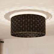 Plafondlamp Marasales van textiel zwart/messing