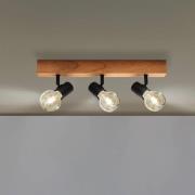 Plafondlamp Townshend 3 van hout 3-lamps zwart