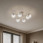 Plafondlamp Zoe, beige, lengte 72 cm, 6-lamps, glas, E14