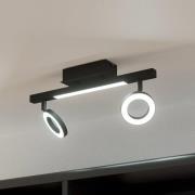 LED plafondspot Cardillio 2 zwart met twee ringen