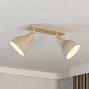 Plafondlamp Arrecife zand/houtoptiek, 2-lamps