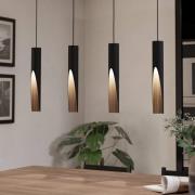 LED hanglamp Barbotto in zwart/eiken, 4-lamp