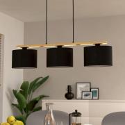 Castralvo hanglamp, lengte 97,5 cm, zwart, 3-lamps, stof