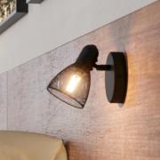 Carovigno wandspot, hoogte 10,5 cm, zwart, staal