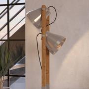 Cawton vloerlamp, hoogte 134,5 cm, staal/bruin, 2-lamps staal