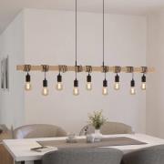 Townshend hanglamp, lengte 150 cm, zwart/hout, 9-lamps.