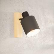 Batallas wandspot, breedte 10 cm, zwart/hout, stof