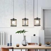 Hanglamp Dellow, lengte 88 cm, zwart/messingkleurig, 3-lamps