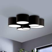 Plafondlamp Pastore 2, Ø 99 cm, zwart, 6-lamps, stof