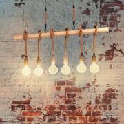 Youngstown hanglamp, lengte 100 cm, zwart/bruin, 6-lamps.