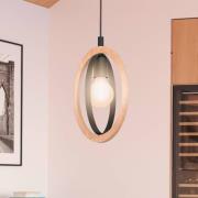 Hanglamp Basildon van hout/staal, 1-lamp