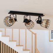 Plafondspot Anwick 1 met rotandecor, 3-lamps