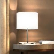 Tafellamp Modena, wit/nikkel, chintz, hoogte 27 cm, E14