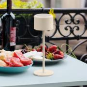 LED tafellamp op accu Juna, zandbeige Hoogte 25 cm Metaal, IP54