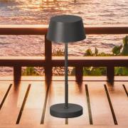 LED-batterij-tafellamp Sienna Pro, zandgrijs, 24 cm, metaal IP54