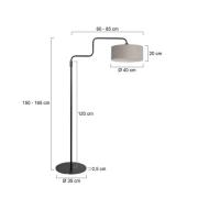 Vloerlamp Bloeba, zwart/modderkleurig, hoogte 165 cm, chintz