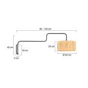 Wandlamp Bloeba, zwart/bruin, uitsteek 140 cm, zeegras