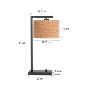 Tafellamp Stang, zwart/bruin, hoogte 51 cm, kurk