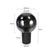 Tafellamp Bloeba, zwart/rookgrijs, Ø 20 cm, glazen bol