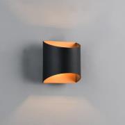 Wandlamp Samdel, zwart-goud, hoogte 12 cm Metaal G9 up/down