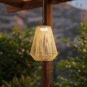 Lindby LED-hanglamp op zonne-energie Austas, beige, Ø 32 cm, USB, IP54