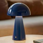 Lindby LED oplaadbare tafellamp Nevijo, blauw, Ø20cm, USB, dimmer