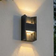 Lindby LED buiten wandlamp Aurali, 2-lamps, zwart, IP65