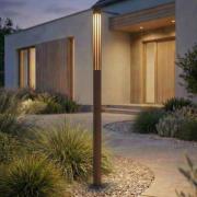 Lindby LED tuinpadverlichting Fjorya, hoogte 90 cm, bruin, IP65