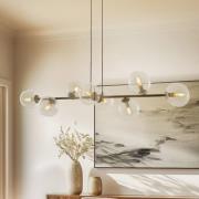 Hanglamp Glassy, 8-lamps, zwart, helder, glas, E14