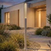 Lindby LED tuinpadverlichting Fjorya, hoogte 90 cm, steengrijs, IP65