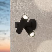 LED wandlamp Fossignano, hoogte 25 cm, zwart, metaal, 2-lamps.