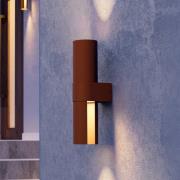 LED buiten wandlamp Montelauro, roestkleurig, hoogte 32 cm metaal