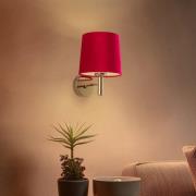 Wandlamp Polo, textiel kap, messing/roze