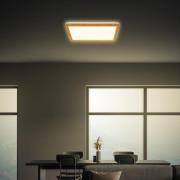 LED plafondlamp Tava Wood, 29 x 29 cm, kunststof, 3.000 K