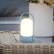 LED-batterij-tafellamp ASA, duifblauw, hoogte 15,5 cm, IP44