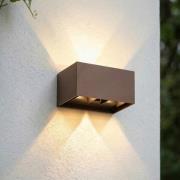 Lindby LED buiten wandlamp Nivar, roest, 4-lamps, 20 cm, IP54