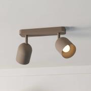 Plafondspot Tilston, beige, lengte 28 cm, 2-lamps, staal