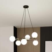 Hanglamp Glassy 6-lamps, rond, glas opaal