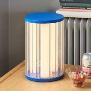 LED tafellamp Aru, blauw/transparant, hoogte 30 cm, glas/ijzer