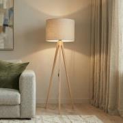 Vloerlamp Grand, beige/dennenhout, hoogte 145 cm, E27