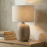 Tafellamp Melody, zandkleurig, textiel, hoogte 48 cm, E27