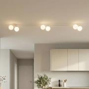 Plafondlamp Imelo, crème, 6-lamps, glas, lengte 200 cm