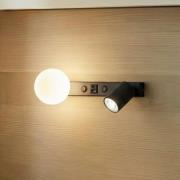 wandlamp Vox, zwart, glas, breedte 35 cm, USB